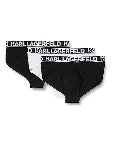 KARL LAGERFELD Herren Full Elastic Briefs Set (3x) Slips, Schwarz/Weiß, EU im Sale